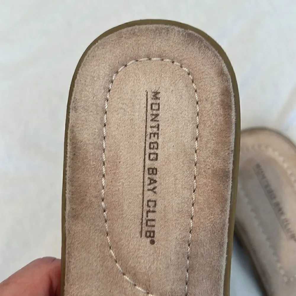 Montego Bay size 81/2 W comfy tan and brown slide sandals look new